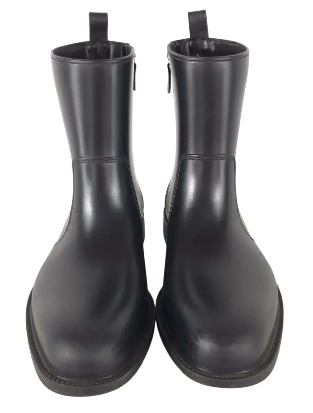 Salvatore Ferragamo Rubber Rain Boots US 8 IT 41 Mens Black Leather Zip $595